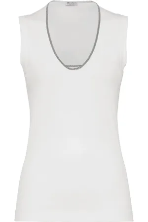 Brunello Cucinelli Camiseta con detalle de ribete Monili