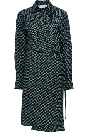 Proenza Schouler Vestido cruzado con estampado de cuadros