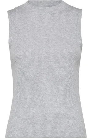 Brunello Cucinelli Camiseta tejida de canalé con cuello redondo