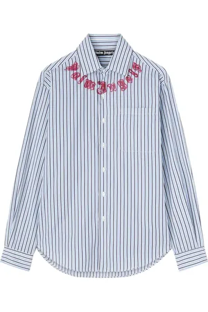 Palm Angels Camisa con logo estampado y motivo de rayas