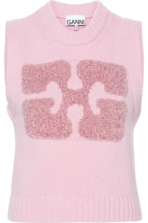Ganni Chaleco con logo de glitter