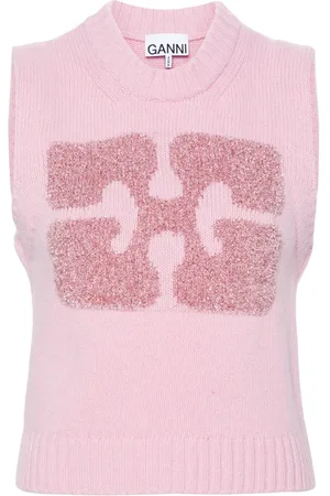 Ganni Chaleco con logo de glitter