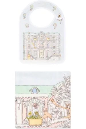 Atelier Choux Set de manta y baberos con estampado de edificio animal