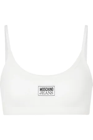 Moschino Top tejido de canalé con aplique del logo
