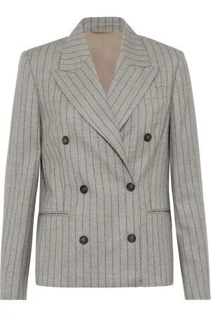 Brunello Cucinelli Blazer con rayas diplomáticas estampadas y doble botonadura