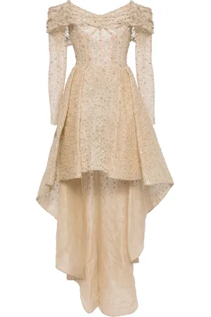Saiid Kobeisy Vestido de tul con hombros descubiertos