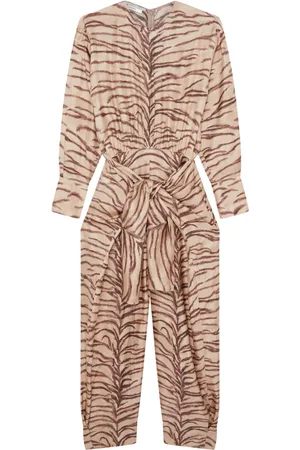 Stella McCartney Jumpsuit de seda con estampado de tigre