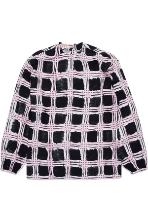 Marni Blusa con cuello redondo y cuadros estampados