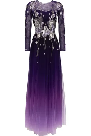 Saiid Kobeisy Vestido manga larga con detalle de mostacillas