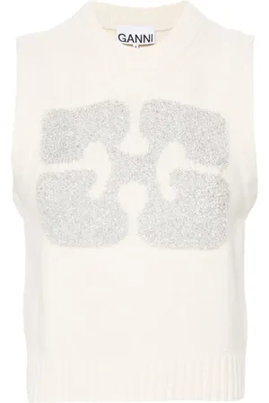 Ganni Chaleco con logo de glitter