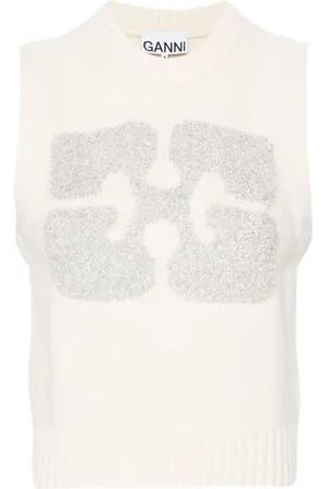 Ganni Chaleco con logo de glitter