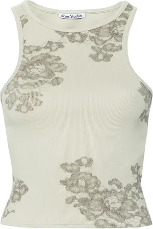 Acne Studios Top de canalé con estampado de encaje