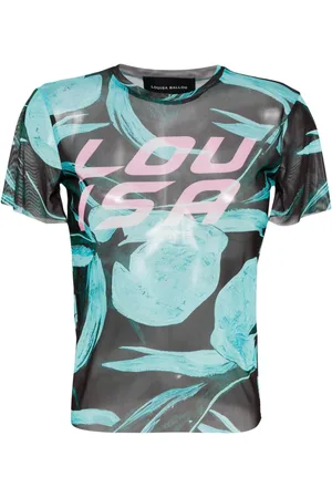 Louisa Ballou Playera de malla con logo estampado