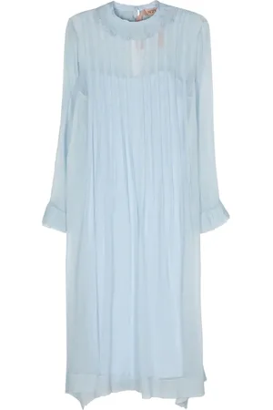 Nº21 Vestido midi de seda con detalle plisado
