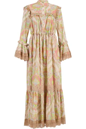 Gucci Vestido con volantes y estampado floral