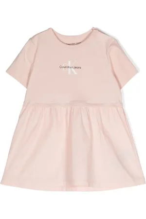 Calvin Klein Vestido acampanado con logo estampado