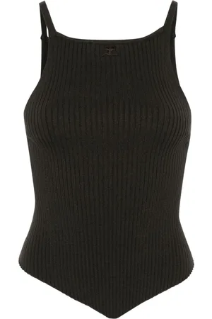 Courrèges Top tejido de canalé con parche del logo