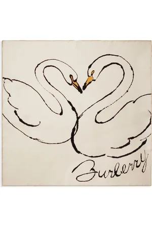 Burberry Mascada de seda con estampado de cisne