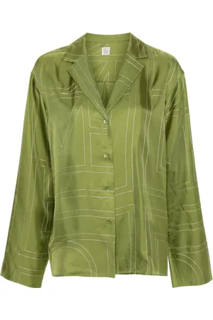 Totême Camisa de seda con monograma estampado