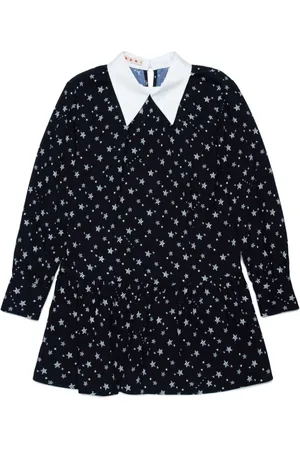 Marni Vestido con cuello de pico y estrellas estampadas