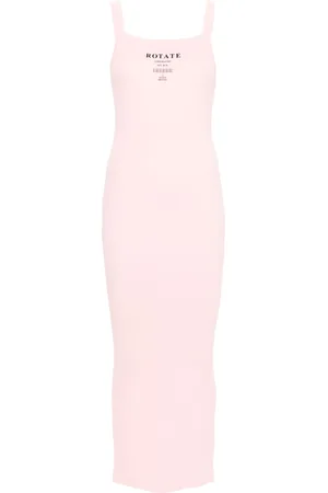 ROTATE Vestido midi sin mangas con logo estampado