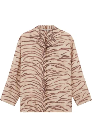 Stella McCartney Camisa de pijama de seda con estampado de tigre
