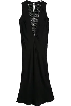 ROTATE Vestido midi satinado bordado con lentejuelas