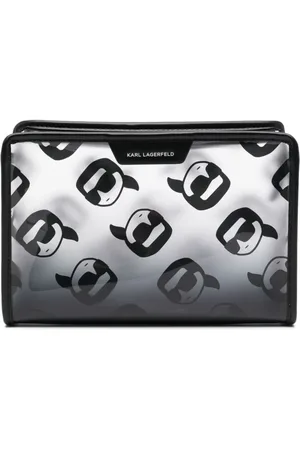Karl Lagerfeld Cosmetiquera transparente con logo estampado