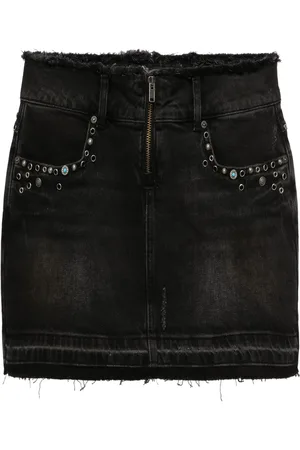 Guess Falda corta de mezclilla con bordes deshilachados