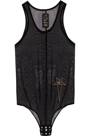Rick Owens Camiseta de malla con logo bordado