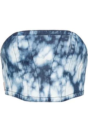 Palm Angels Corset de mezclilla corto con efecto lavado