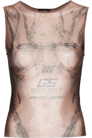 Jean Paul Gaultier Top de malla con cuerpo estampado de x Shayne Oliver