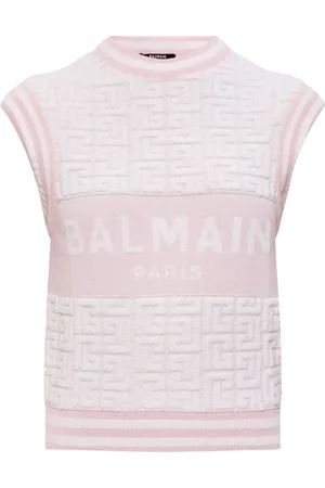 Balmain Chaleco tejido con de logo en intarsia