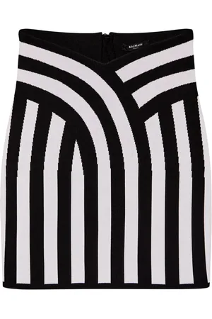 Balmain Falda corta tejida con motivo de rayas en intarsia