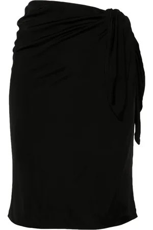 Saint Laurent Falda lápiz midi con diseño cruzado