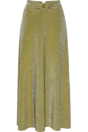 JOHANNA ORTIZ Falda midi de lurex con detalle de aro