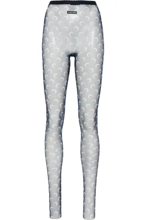 Marine Serre Pantimedias de malla con lunas estampada