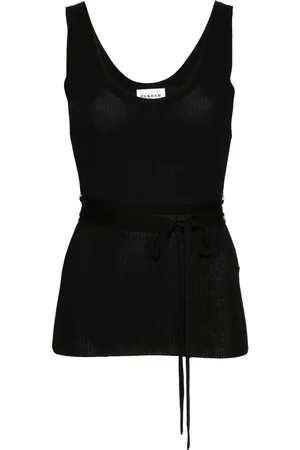P.A.R.O.S.H. Camiseta de canalé con moño en la cintura