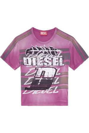Diesel Playera con rayas estampadas y logo estampado
