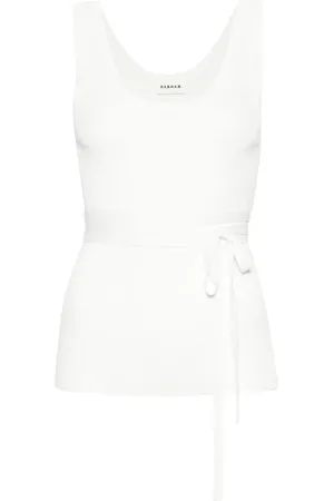 P.A.R.O.S.H. Camiseta de canalé con moño en la cintura