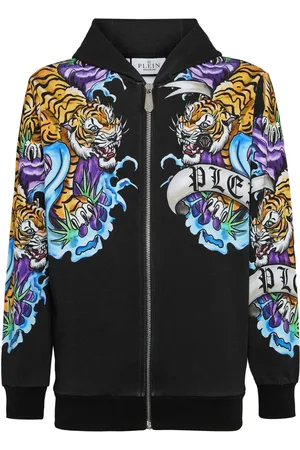 Philipp Plein Hoodie con cierre y estampado de tatuaje