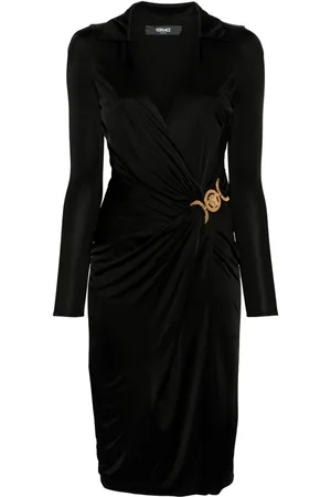 VERSACE Vestido midi con placa Medusa