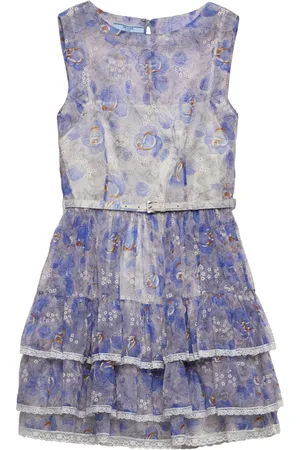 Prada Vestido corto de gasa con estampado floral