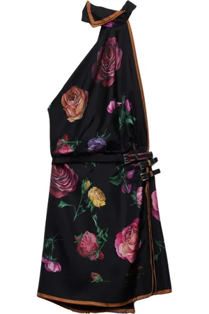Prada Vestido corto de seda con estampado floral