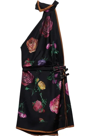 Prada Vestido corto de seda con estampado floral
