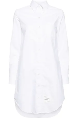 Thom Browne Vestido camisero de popelina con parche del logo