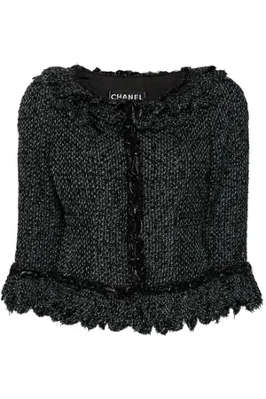 CHANEL Chamarra de tweed sin cuello 2006