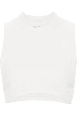 Nike Top corto de canalé con cuello falso