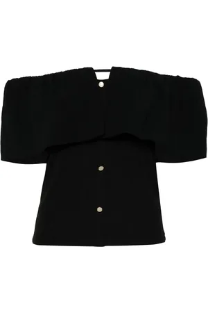 B+AB Top con hombros descubiertos y volantes