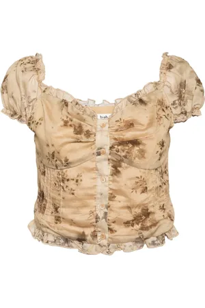 B+AB Top con estampado floral y volantes